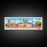 Aguascalientes, Mexico Panoramic Travel Poster Canvas Print, Aguascalientes, Mexico Painting, Mexico Art, Aguascalientes Travel Art, Guest Room Painting