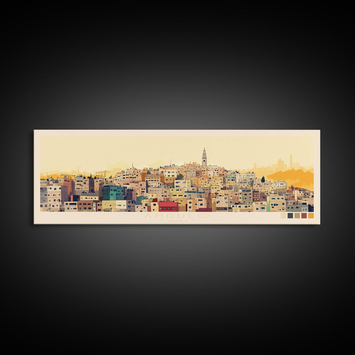 Andulo, Angola Travel Poster Panoramic Canvas Print, Andulo, Angola Painting, Angola Art, Andulo Travel Art, Guest Room Painting