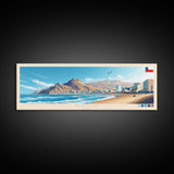 Arica, Chile Travel Poster Panoramic Canvas Print, Arica, Chile Painting, Chile Art, Arica Travel Art, Guest Room Painting