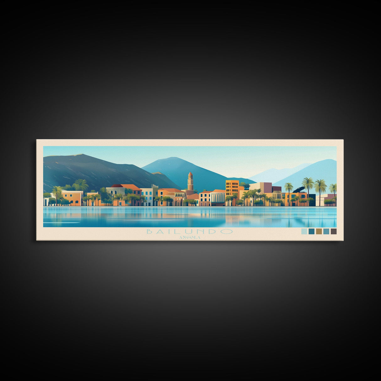 Bailundo, Angola Panoramic Travel Poster Canvas Print, Bailundo, Angola Painting, Angola Art, Bailundo Panoramic Travel Art, Travel Painting