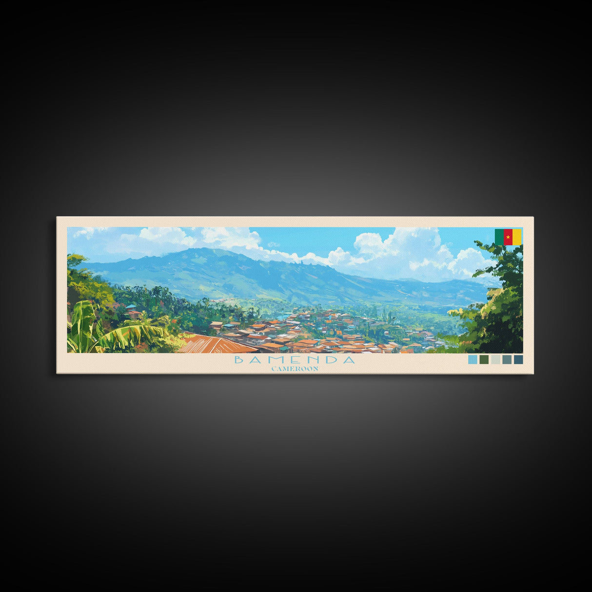 Bamenda, Cameroon Panoramic Travel Poster Canvas Print, Bamenda, Cameroon Painting, Cameroon Art, Bamenda Panoramic Travel Art, Travel Painting