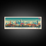 Bangkok, Thailand Travel Poster Panoramic Canvas Print, Bangkok, Thailand Painting, Thailand Art, Bangkok Travel Art, Guest Room Painting