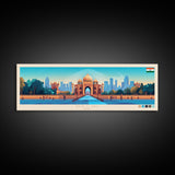 Delhi, India Travel Poster Panoramic Canvas Print, Delhi, India Painting, India Art, Delhi Travel Art, Guest Room Painting