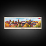 Derby, England Panoramic Travel Poster Canvas Print, Derby, England Painting, England Art, Derby Travel Art, Guest Room Painting