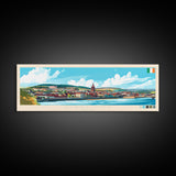 Panoramic Travel Poster Derry City, Ireland Canvas Print, Derry City, Ireland Painting, Ireland Art, Derry City Travel Art, Guest Room Painting