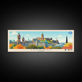 Edinburgh, Scotland Panoramic Travel Poster Canvas Print, Edinburgh, Scotland Painting, Scotland Art, Edinburgh Travel Art, Guest Room Painting