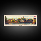 Panoramic Travel Poster Exeter, England Canvas Print, Exeter, England Painting, England Art, Exeter Travel Art, Guest Room Painting