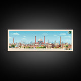 Faisalabad, Pakistan Panoramic Travel Poster Canvas Print, Faisalabad, Pakistan Painting, Pakistan Art, Faisalabad Panoramic Travel Art, Travel Painting