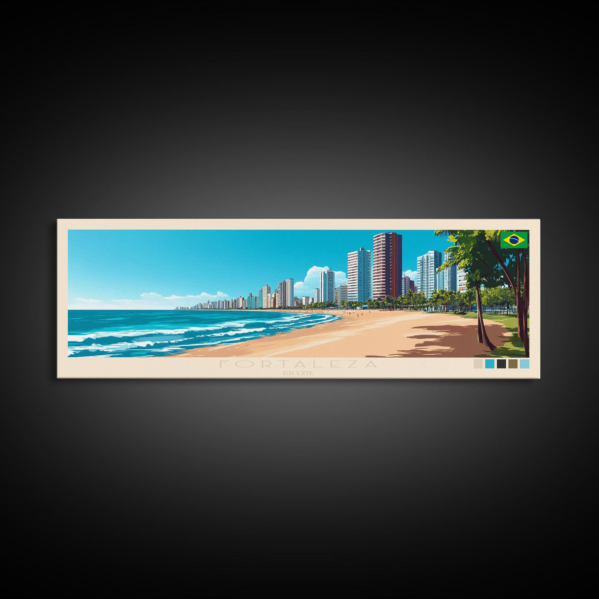 Panoramic Travel Poster Fortaleza, Brazil Canvas Print, Fortaleza, Brazil Painting, Brazil Art, Fortaleza Travel Art, Guest Room Painting