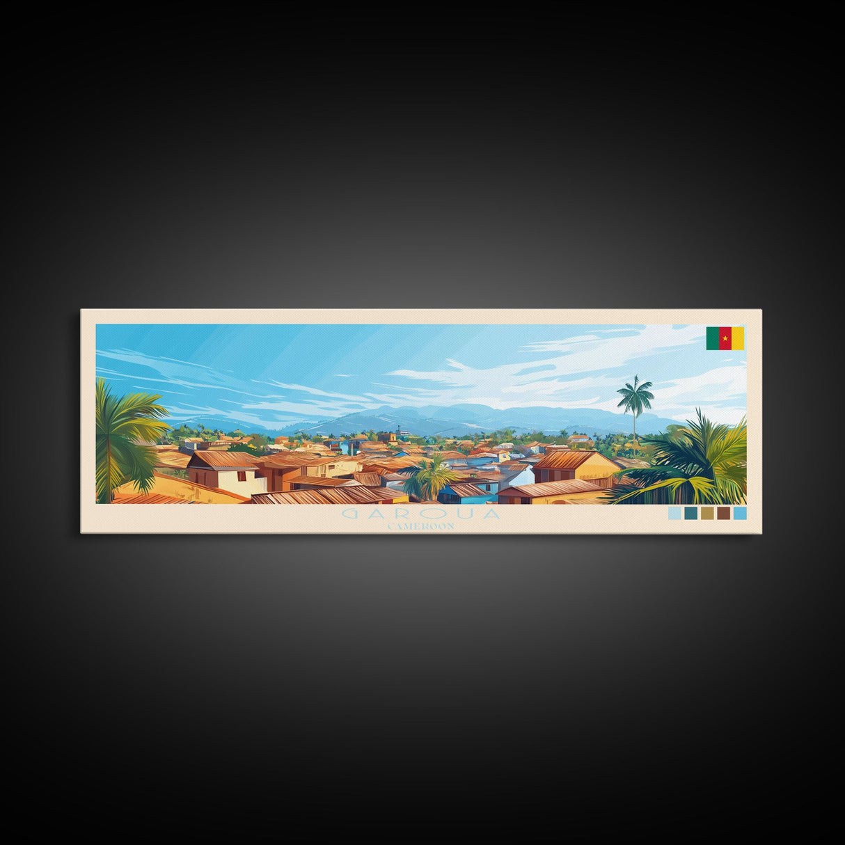 Garoua, Cameroon Travel Poster Panoramic Canvas Print, Garoua, Cameroon Painting, Cameroon Art, Garoua Travel Art, Guest Room Painting