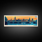 Glasgow, Scotland Panoramic Travel Poster Canvas Print, Glasgow, Scotland Painting, Scotland Art, Glasgow Travel Art, Guest Room Painting