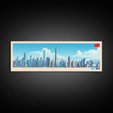 Guangzhou, China Panoramic Travel Poster Canvas Print, Guangzhou, China Painting, China Art, Guangzhou Travel Art, Guest Room Painting