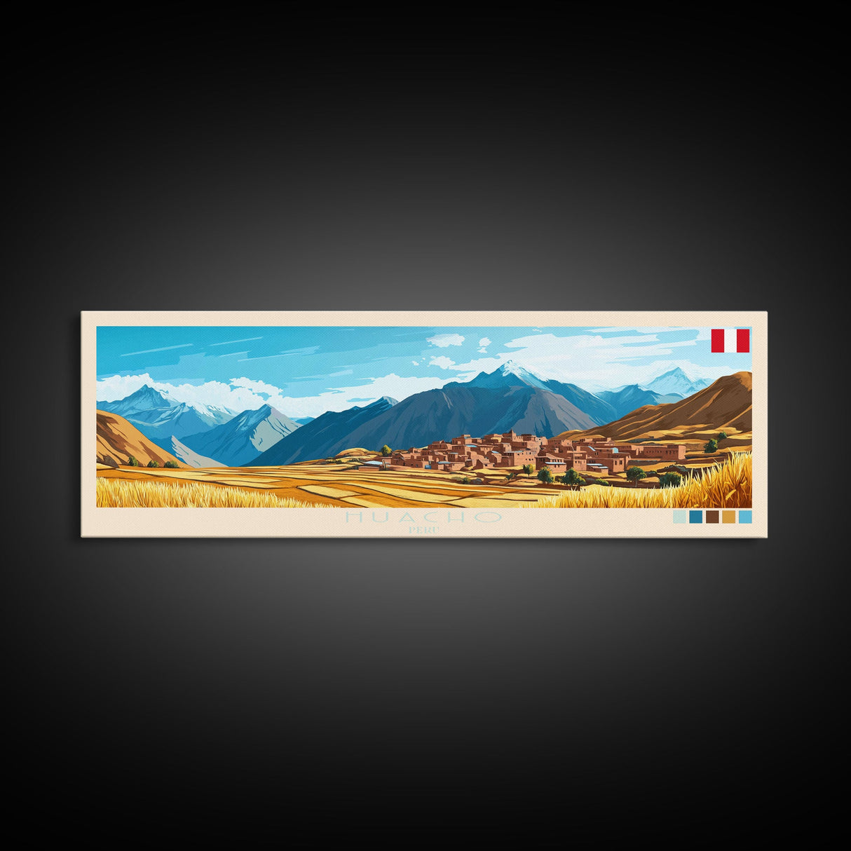 Huacho, Peru Panoramic Travel Poster Canvas Print, Huacho, Peru Painting, Peru Art, Huacho Travel Art, Guest Room Painting