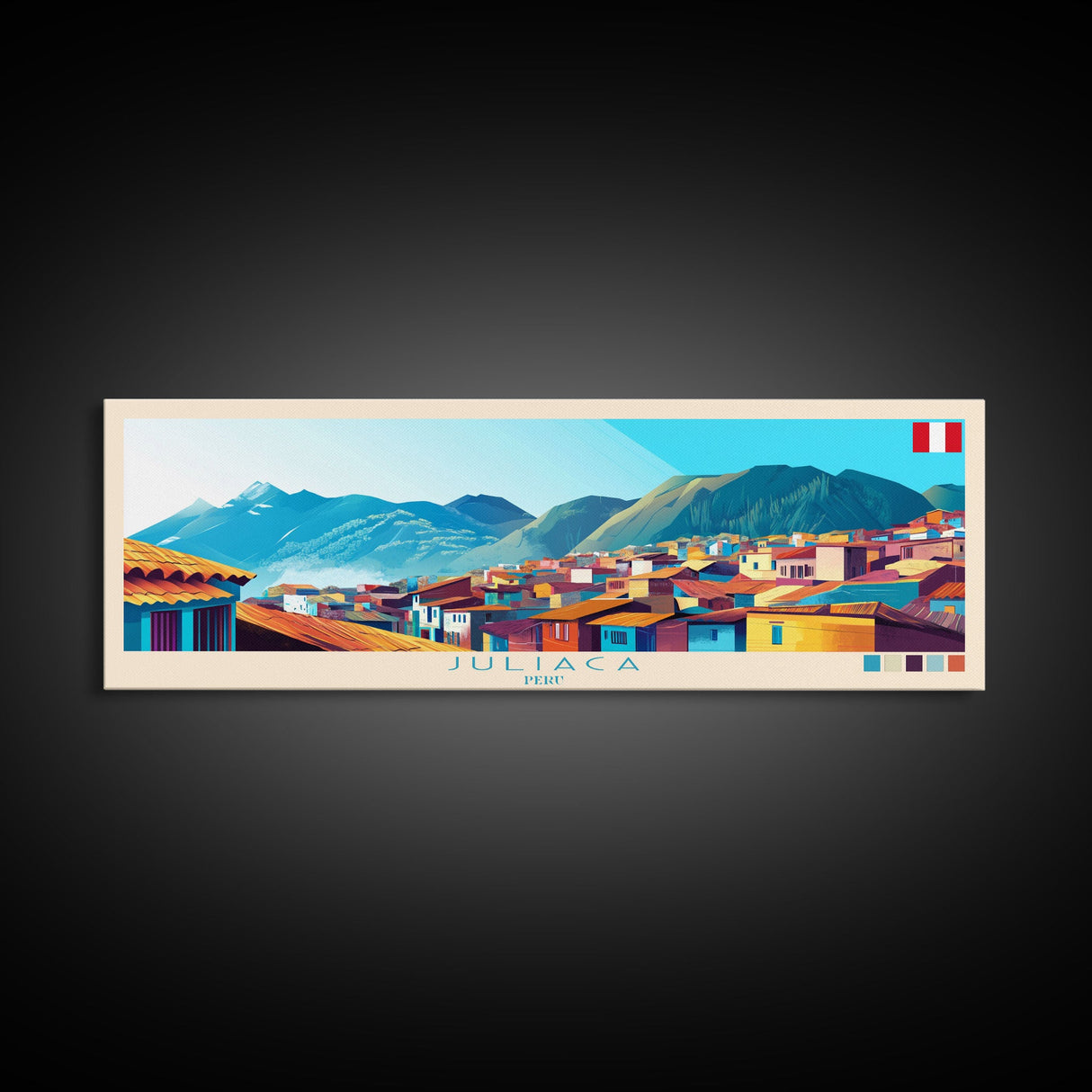 Panoramic Travel Poster Juarez, Mexico Canvas Print, Juarez, Mexico Painting, Mexico Art, Juarez Travel Art, Guest Room Painting