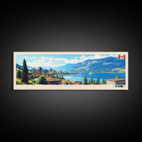 Kelowna, Canada Panoramic Travel Poster Canvas Print, Kelowna, Canada Painting, Canada Art, Kelowna Travel Art, Living Room Painting