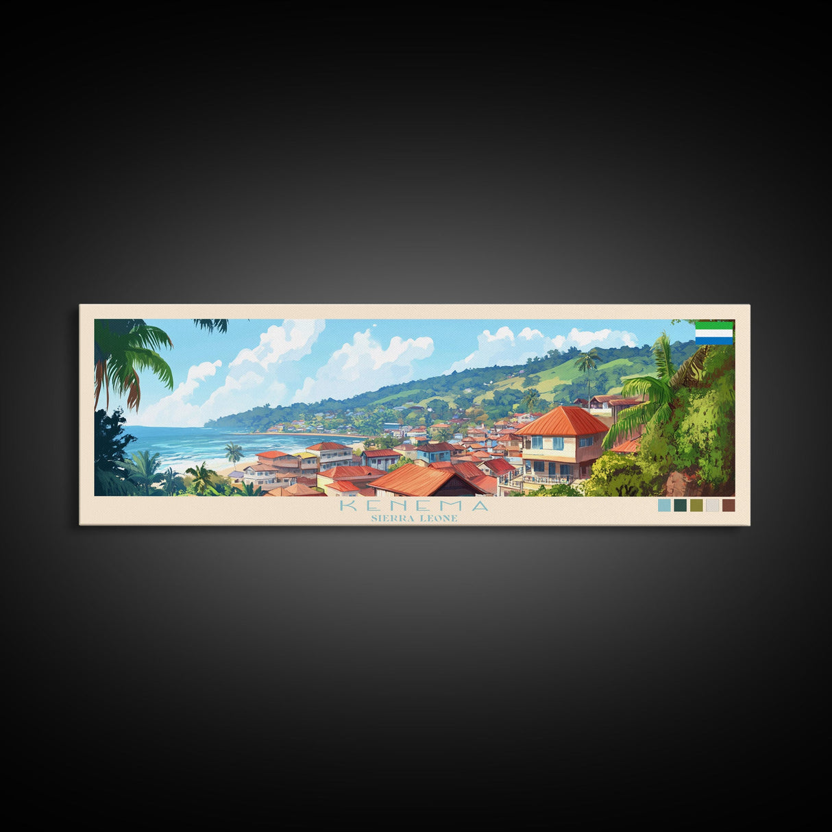 Kenema, Sierra Leone Travel Poster Panoramic Canvas Print, Kenema, Sierra Leone Painting, Sierra Leone Art, Kenema Travel Art, Guest Room Painting