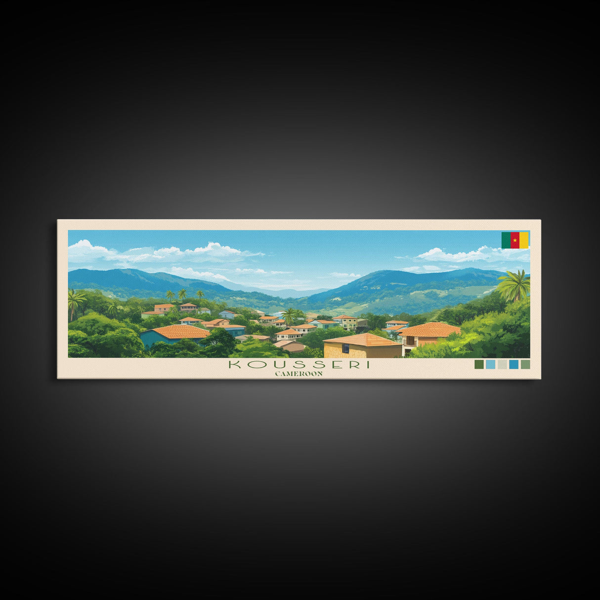 Kousseri, Cameroon Travel Poster Panoramic Canvas Print, Kousseri, Cameroon Painting, Cameroon Art, Kousseri Travel Art, Guest Room Painting