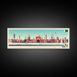 Lahore, Pakistan Panoramic Travel Poster Canvas Print, Lahore, Pakistan Painting, Pakistan Art, Lahore Travel Art, Guest Room Painting