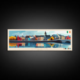 Limerick, Ireland Panoramic Travel Poster Canvas Print, Limerick, Ireland Painting, Ireland Art, Limerick Travel Art, Guest Room Painting