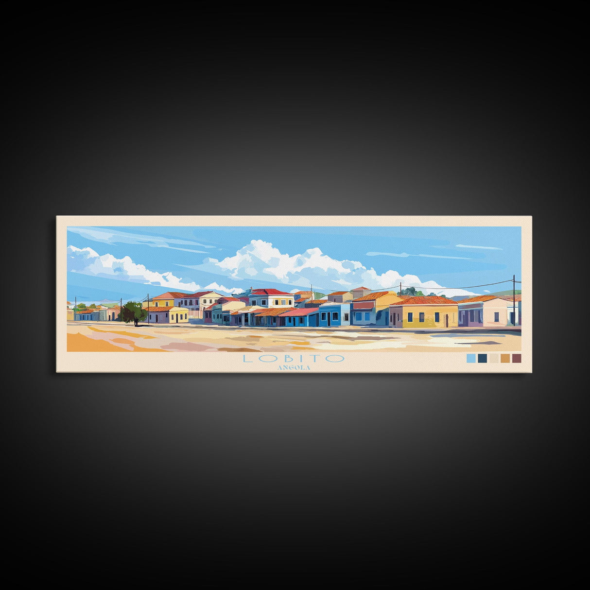 Lobito, Angola Travel Poster Panoramic Canvas Print, Lobito, Angola Painting, Angola Art, Lobito Travel Art, Guest Room Painting