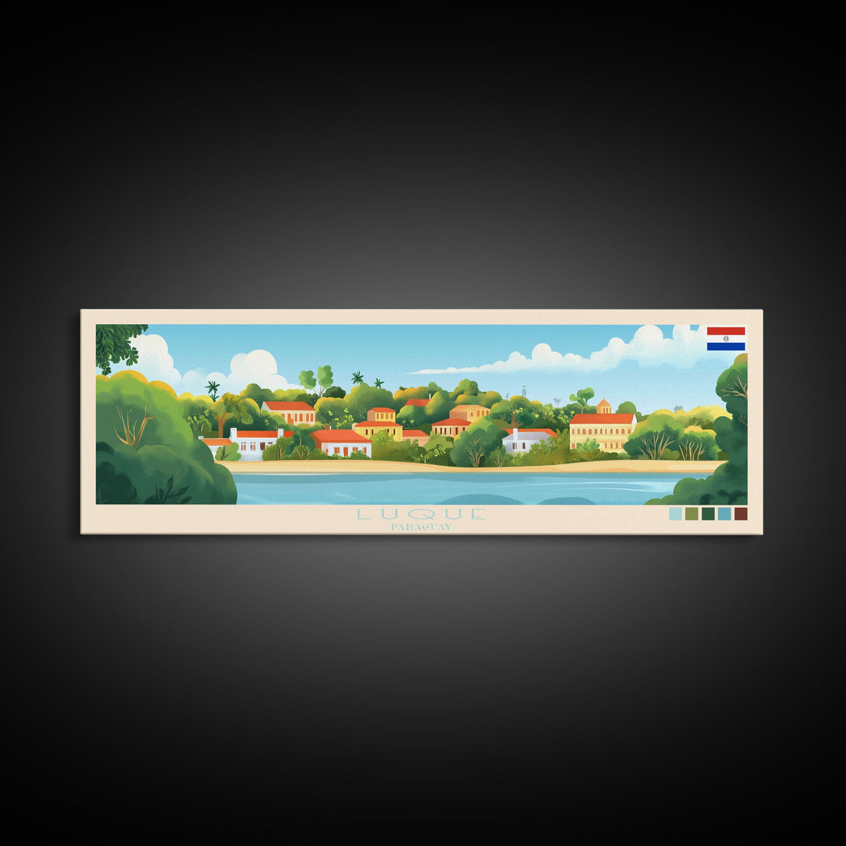 Luque, Paraguay Panoramic Travel Poster Canvas Print, Luque, Paraguay Painting, Paraguay Art, Luque Travel Art, Living Room Painting