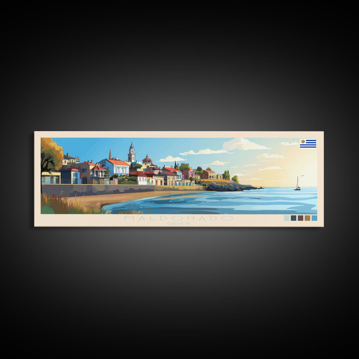 Maldonado, Uruguay Travel Poster Panoramic Canvas Print, Maldonado, Uruguay Painting, Uruguay Art, Maldonado Travel Art, Guest Room Painting