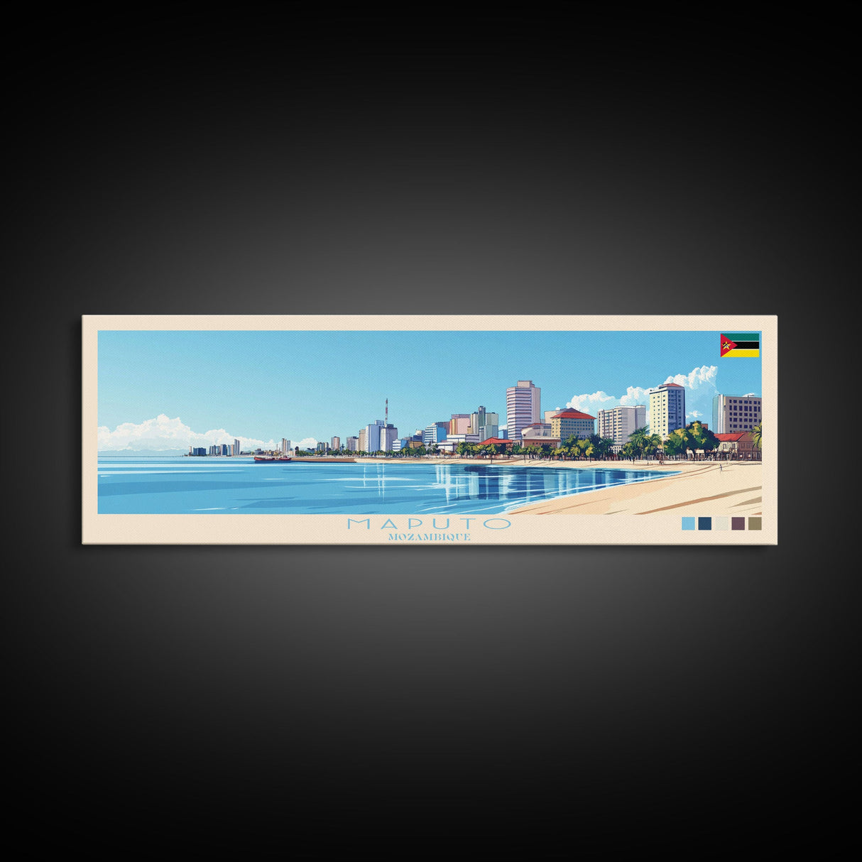 Maputo, Mozambique Travel Poster Panoramic Canvas Print, Maputo, Mozambique Painting, Mozambique Art, Maputo Travel Art, Guest Room Painting