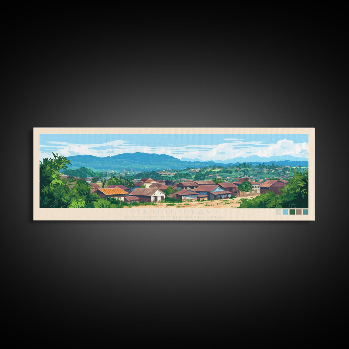 Mbuji-Mayi, Congo Travel Poster Panoramic Canvas Print, Mbuji-Mayi, Congo Painting, Congo Art, Mbuji-Mayi Travel Art, Guest Room Painting