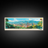 Medellin, Colombia Panoramic Travel Poster Canvas Print, Medellin, Colombia Painting, Colombia Art, Medellin Travel Art, Guest Room Painting