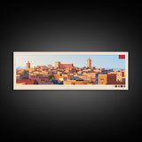 Meknes, Morocco Panoramic Travel Poster Canvas Print, Meknes, Morocco Painting, Morocco Art, Meknes Travel Art, Guest Room Painting