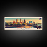 Melbourne, Australia Panoramic Travel Poster Canvas Print, Melbourne, Australia Painting, Australia Art, Melbourne Travel Art, Living Room Painting