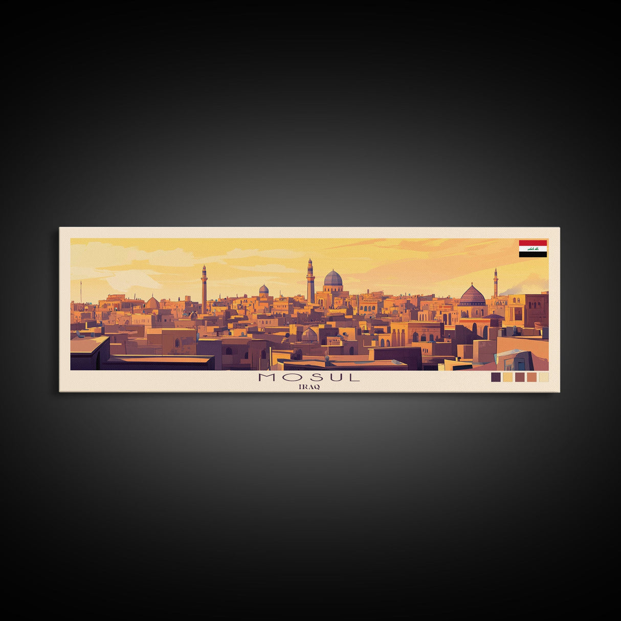 Mosul, Iraq Travel Poster Panoramic Canvas Print, Mosul, Iraq Painting, Iraq Art, Mosul Travel Art, Guest Room Painting