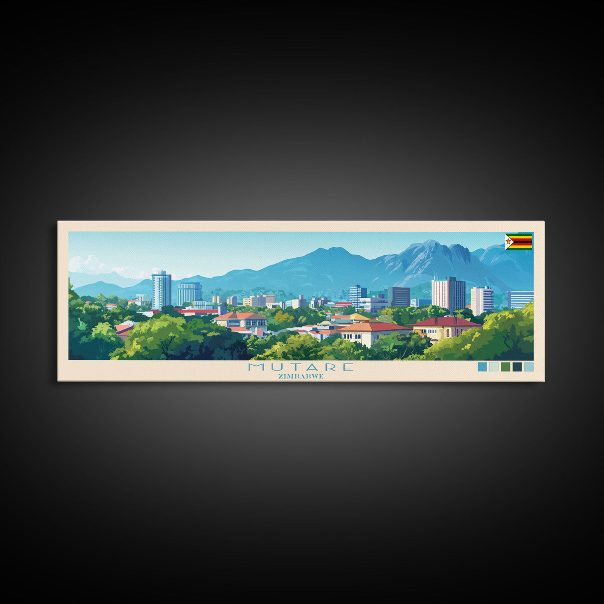 Panoramic Travel Poster Mutare, Zimbabwe Canvas Print, Mutare, Zimbabwe Painting, Zimbabwe Art, Mutare Travel Art, Guest Room Painting