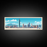 Panoramic Travel Poster New Taipei, Taiwan Canvas Print, New Taipei, Taiwan Painting, Taiwan Art, New Taipei Travel Art, Guest Room Painting