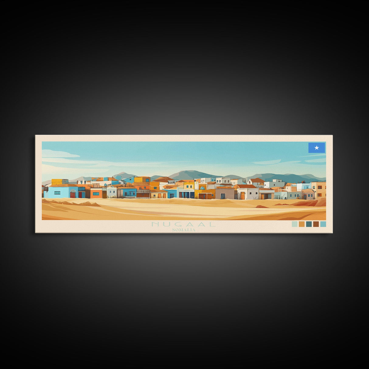 Nugaal, Somalia Panoramic Travel Poster Canvas Print, Nugaal, Somalia Painting, Somalia Art, Nugaal Travel Art, Living Room Painting