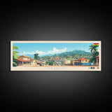 Obuasi, Ghana Panoramic Travel Poster Canvas Print, Obuasi, Ghana Painting, Ghana Art, Obuasi Panoramic Travel Art, Travel Painting