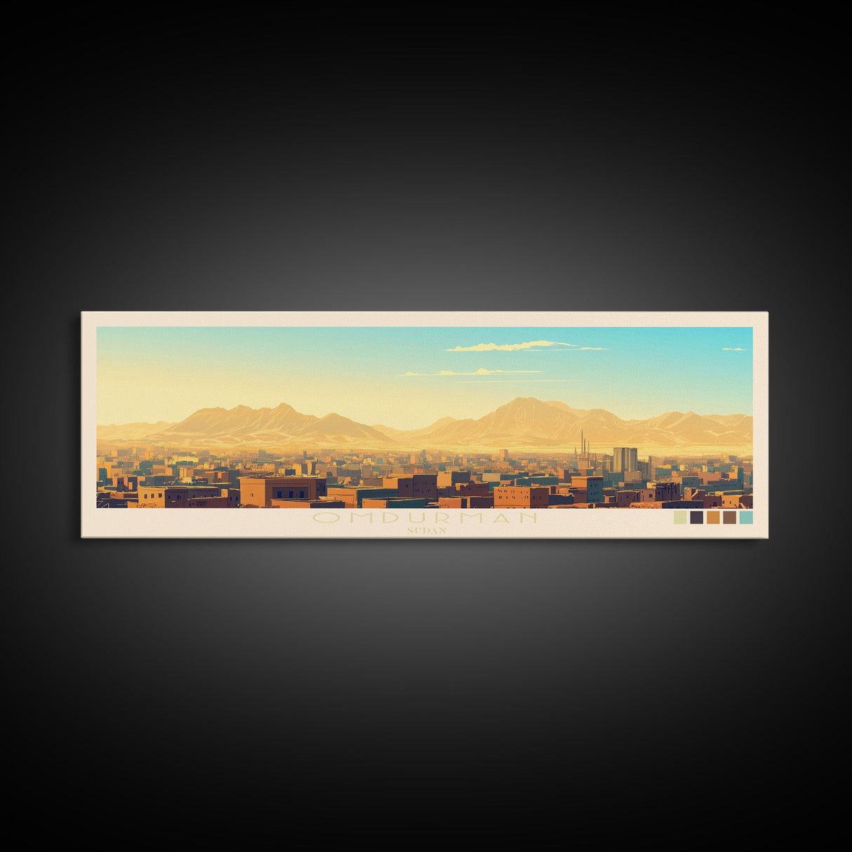 Omdurman,  Sudan Panoramic Travel Poster Canvas Print, Omdurman,  Sudan Painting,  Sudan Art, Omdurman Travel Art, Guest Room Painting