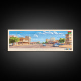 Ouagadougou, Burkina Faso Panoramic Travel Poster Canvas Print, Ouagadougou, Burkina Faso Painting, Burkina Faso Art, Ouagadougou Panoramic Travel Art, Travel Painting