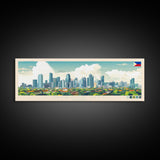 Quezon City, Philippines Travel Poster Panoramic Canvas Print, Quezon City, Philippines Painting, Philippines Art, Quezon City Travel Art, Guest Room Painting