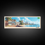 Recife, Brazil Travel Poster Panoramic Canvas Print, Recife, Brazil Painting, Brazil Art, Recife Travel Art, Guest Room Painting