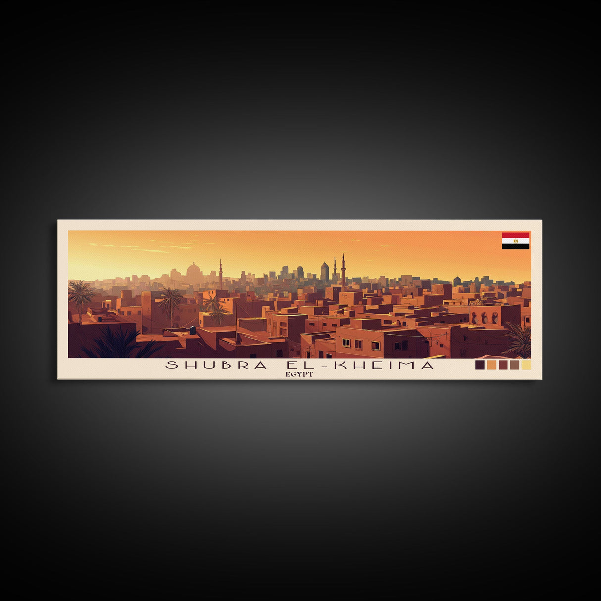 Shubra El-Kheima, Egypt Panoramic Travel Poster Canvas Print, Shubra El-Kheima, Egypt Painting, Egypt Art, Shubra El-Kheima Travel Art, Guest Room Painting