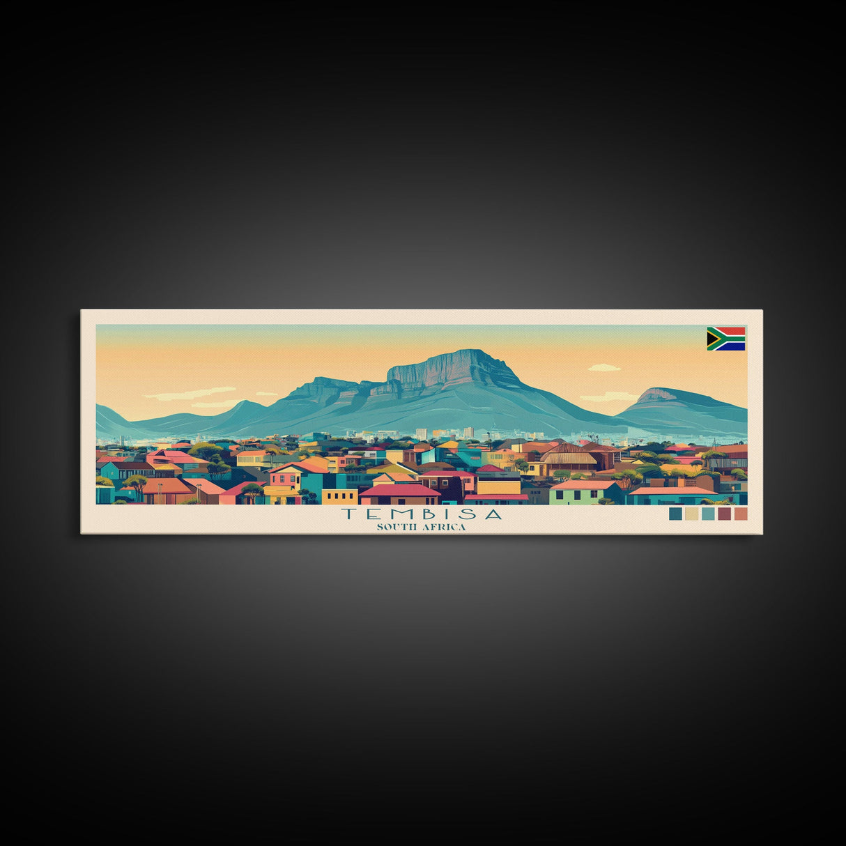 Tembisa, South Africa Panoramic Travel Poster Canvas Print, Tembisa, South Africa Painting, South Africa Art, Tembisa Travel Art, Guest Room Painting