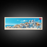 Panoramic Travel Poster Tunis, Tunisia Canvas Print, Tunis, Tunisia Painting, Tunisia Art, Tunis Travel Art, Guest Room Painting