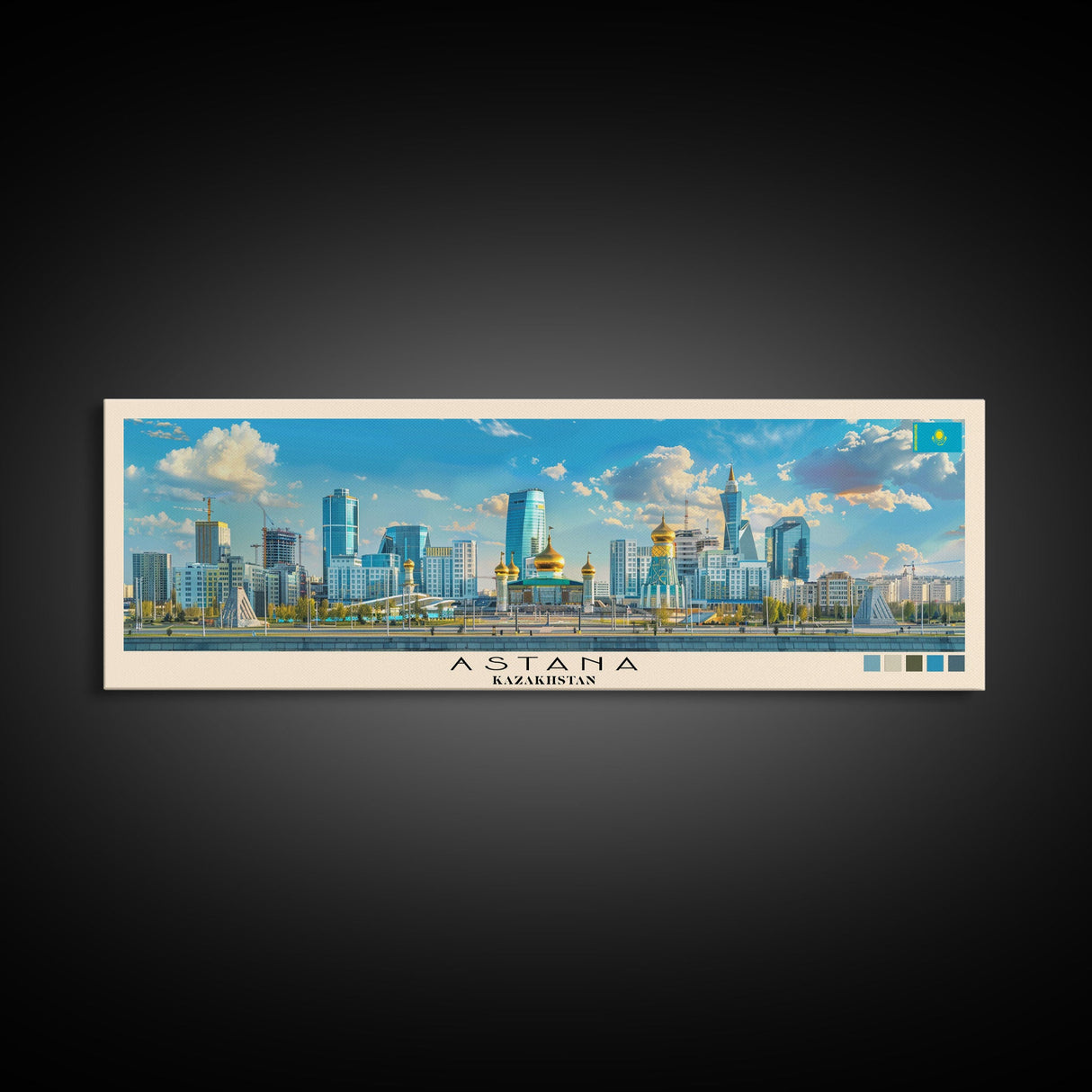 Astana, Kazakhstan Panoramic Canvas Print, Astana, Kazakhstan Painting, Kazakhstan Art, Astana Travel Poster, Travel Art, Vacation Gift