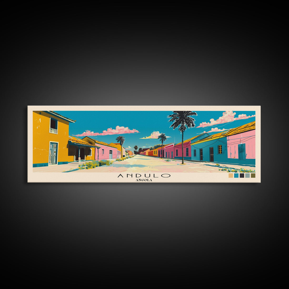 Andulo, Angola Panoramic Canvas Print, Andulo, Angola Painting, Angola Art, Andulo Travel Poster, Travel Art, Guest Room Painting