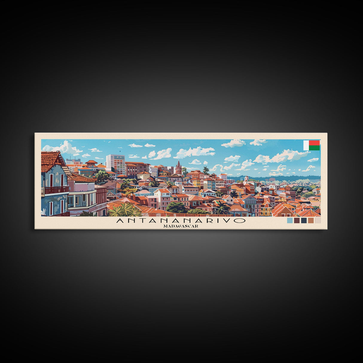 Antananarivo, Madagascar Panoramic Canvas Print, Antananarivo, Madagascar Painting, Madagascar Art, Antananarivo Travel Poster, Travel Art, Living Room Painting