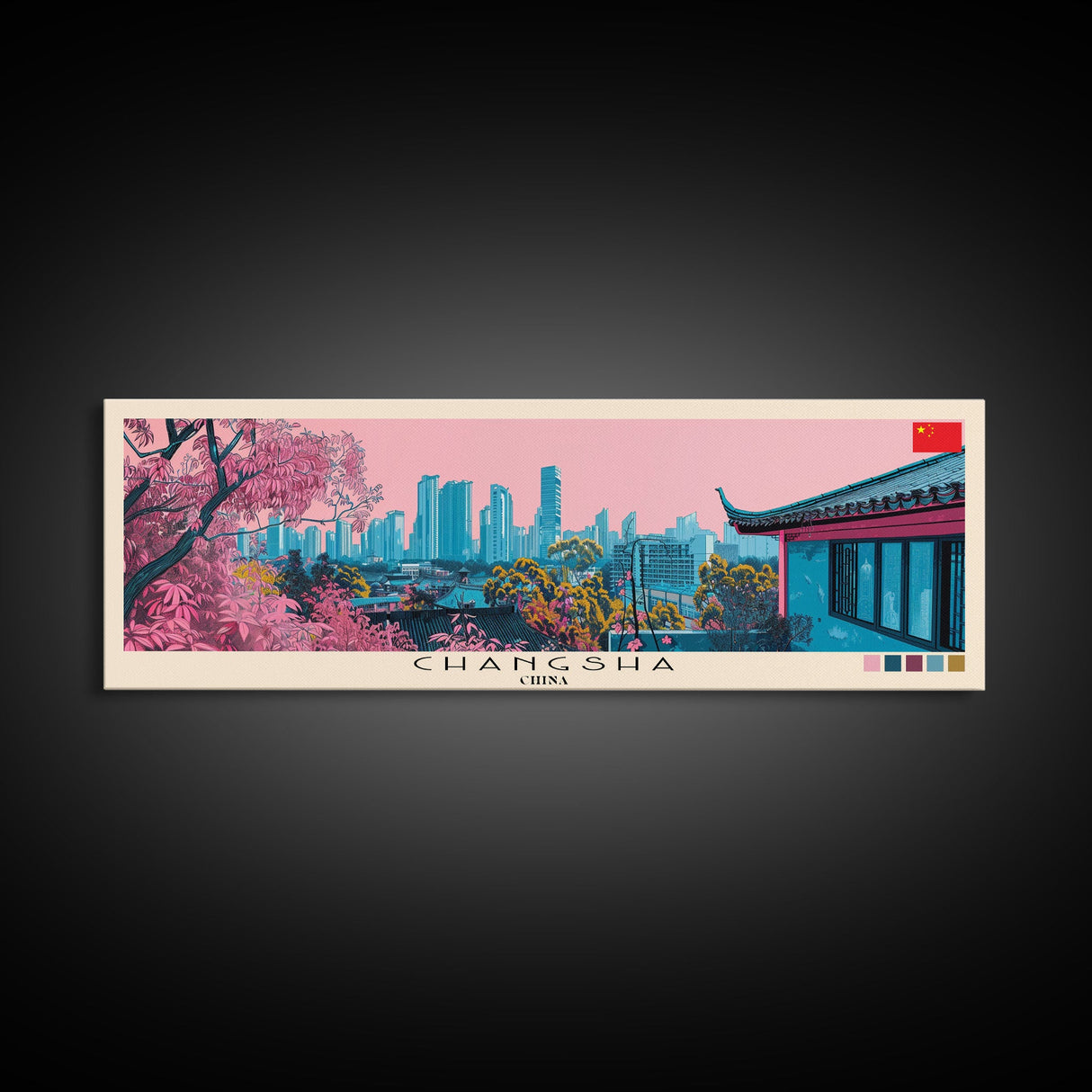 Changsha, China Panoramic Canvas Print, Changsha, China Painting, China Art, Changsha Travel Poster, Travel Art, Housewarming Gift