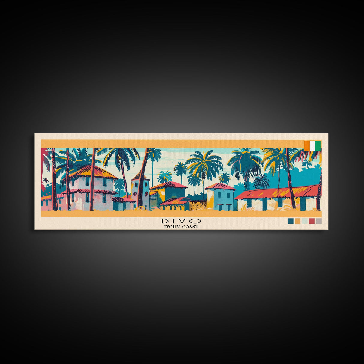 Divo, Ivory Coast Panoramic Canvas Print, Divo, Ivory Coast Painting, Ivory Coast Art, Divo Travel Poster, Travel Art, Living Room Painting