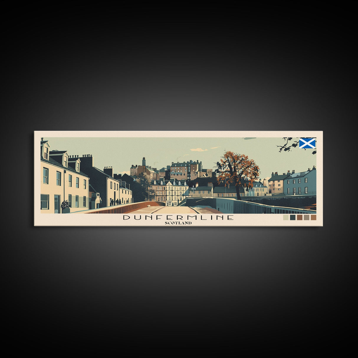 Dunfermline, Scotland Panoramic Canvas Print, Dunfermline, Scotland Painting, Scotland Art, Dunfermline Travel Poster, Travel Art, Living Room Painting