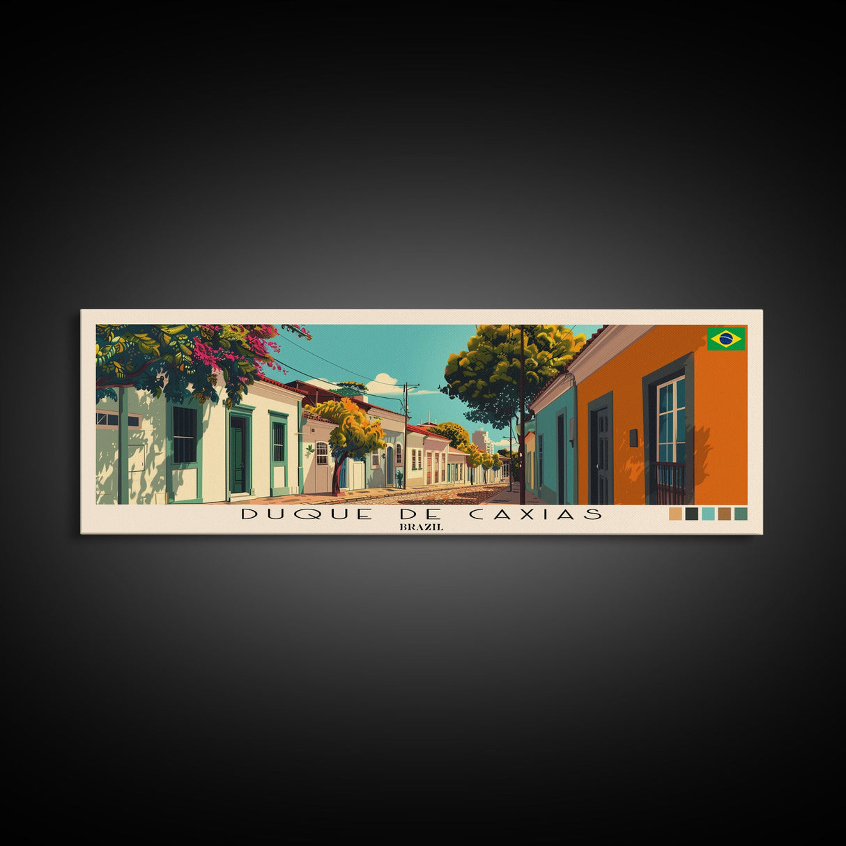 Duque de Caxias, Brazil Panoramic Canvas Print, Duque de Caxias, Brazil Painting, Brazil Art, Duque de Caxias Travel Poster, Travel Art, Housewarming Gift